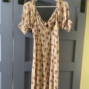 Mimi Chica Cream Floral Midi Dress